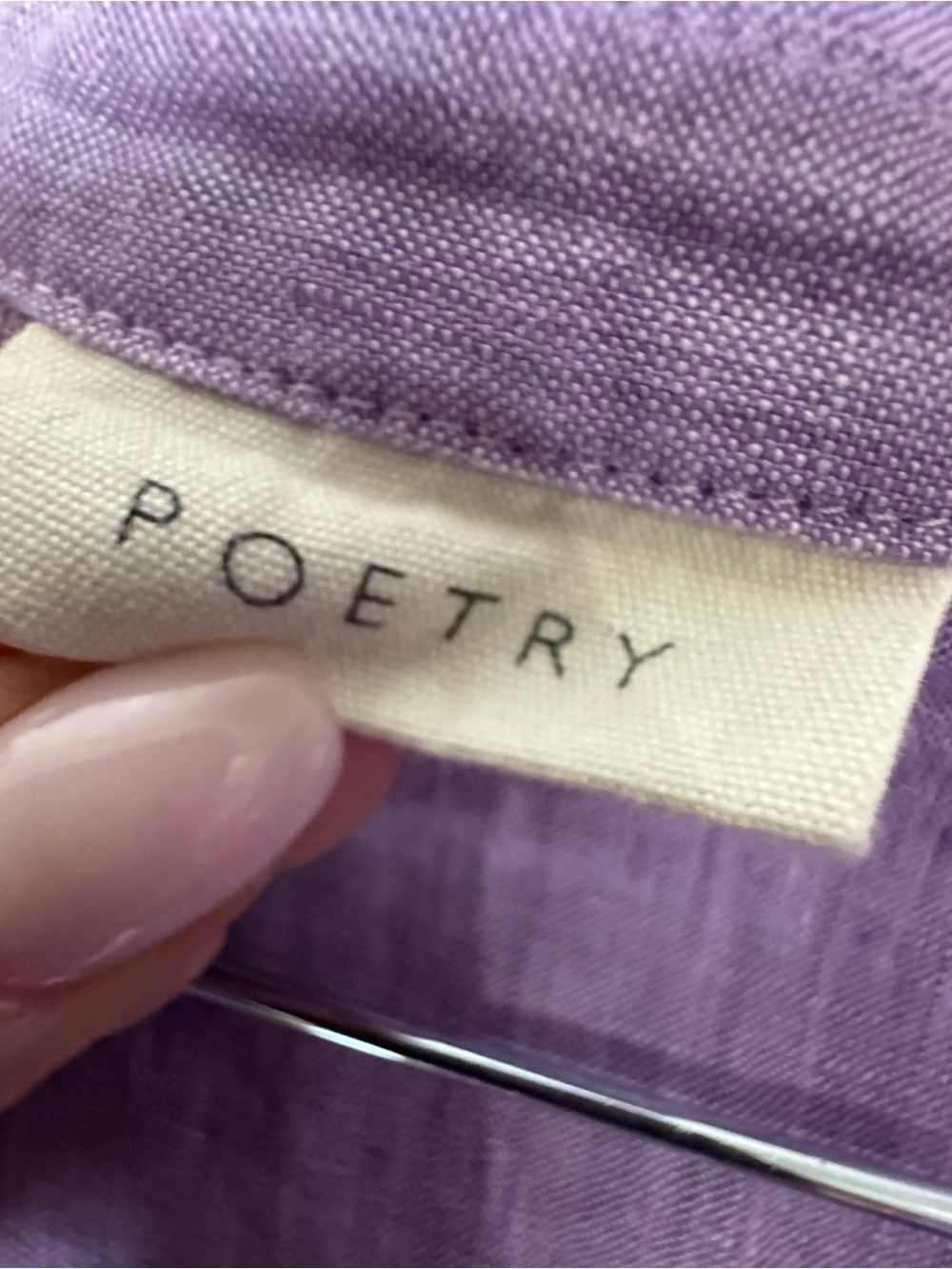 Poetry Linen Women’s Purple Lilac long line Button Up Long Sleeve Shirt Size 10 - Picture 2 of 11